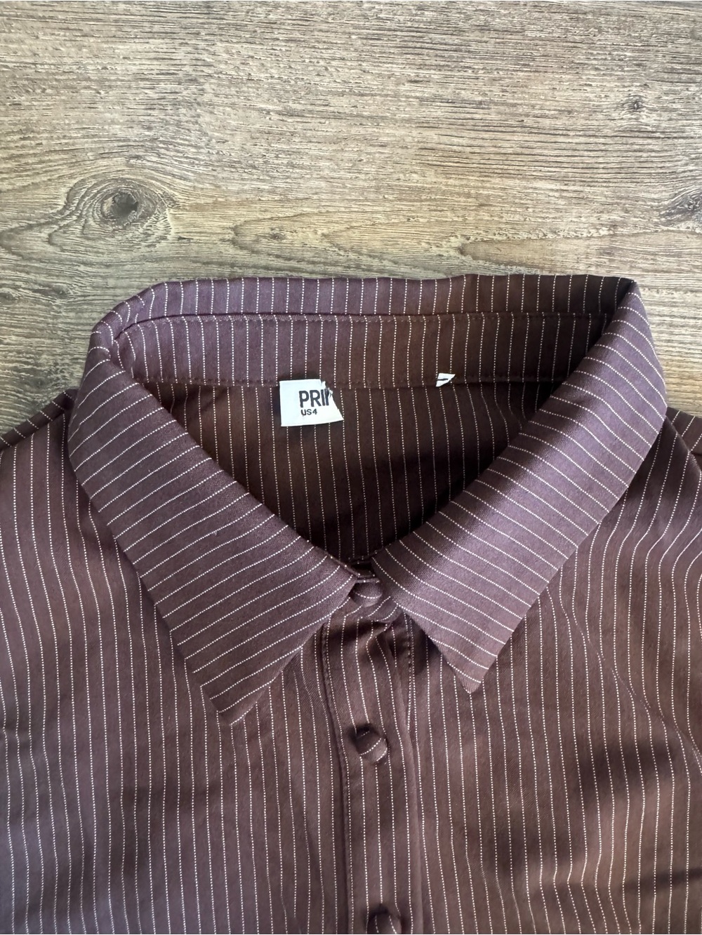 Anni Pinstripe long sleeve Shirt Brown from Princess Polly - Picture 4 of 5